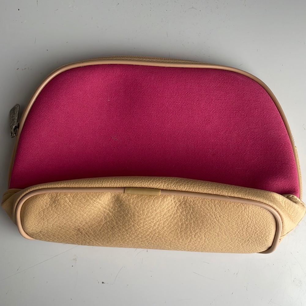 Lancome cosmetic bag pink vintage makeup tote zipper